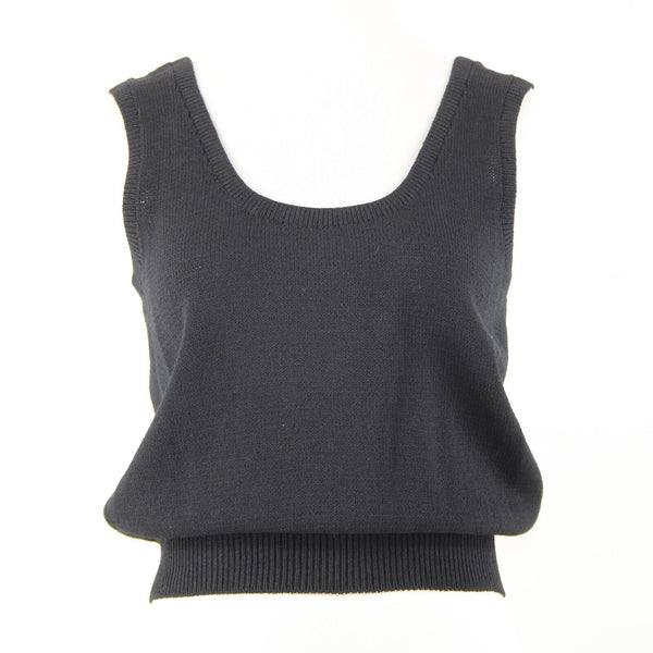 St John Basic Sz M Black Santana Knit Wool Blend Tank Top