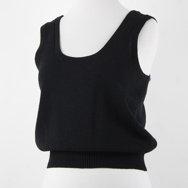 St John Basic Sz M Black Santana Knit Wool Blend Tank Top