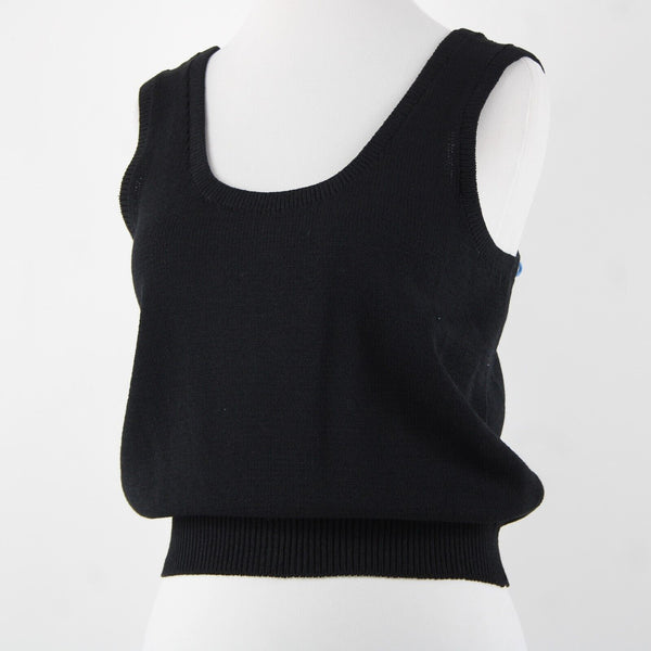 St John Basic Sz M Black Santana Knit Wool Blend Tank Top