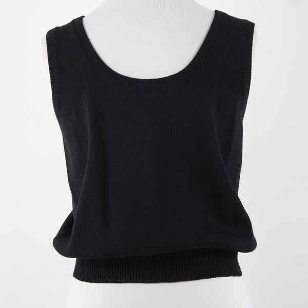 St John Basic Sz M Black Santana Knit Wool Blend Tank Top