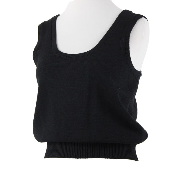 St John Basic Sz M Black Santana Knit Wool Blend Tank Top