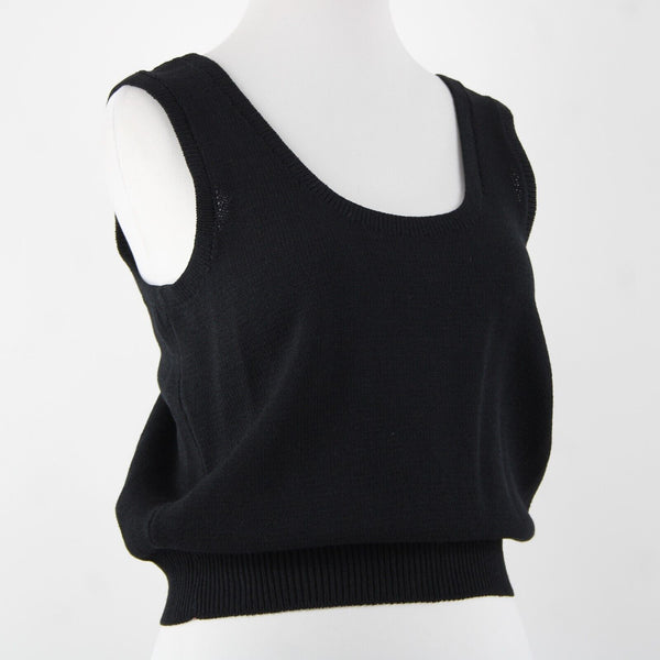 St John Basic Sz M Black Santana Knit Wool Blend Tank Top