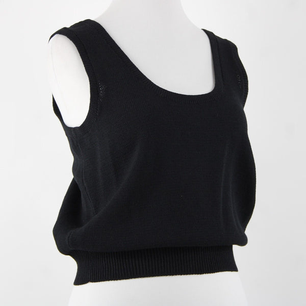 St John Basic Sz M Black Santana Knit Wool Blend Tank Top