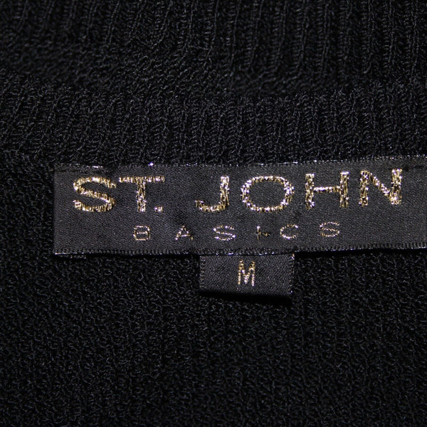 St John Basic Sz M Black Santana Knit Wool Blend Tank Top