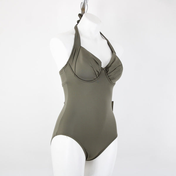 Tommy Bahama NEW $130 Sz 36C Handle Wood Green Foam Cup Nylon Spandex Swim Suit