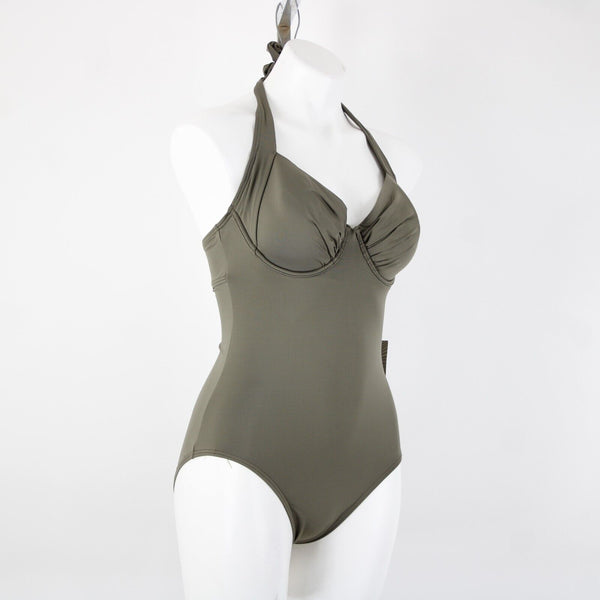 Tommy Bahama NEW $130 Sz 36C Handle Wood Green Foam Cup Nylon Spandex Swim Suit