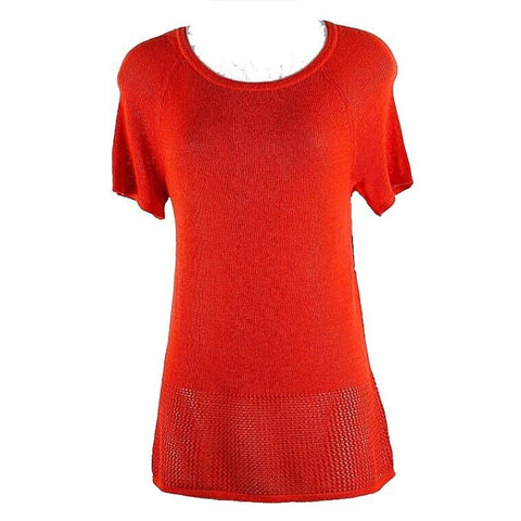 Old Navy NEW Sz XS Orange Cotton Rayon Blend Mixed Media Knit Top