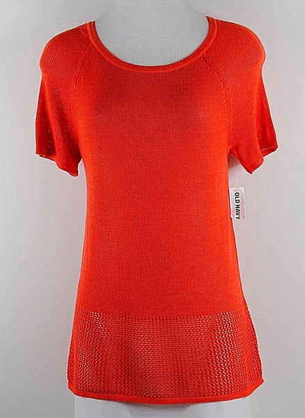 Old Navy NEW Sz XS Orange Cotton Rayon Blend Mixed Media Knit Top