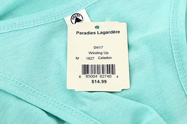 Ringspun Delta NEW $15 Sz M Mint Green White Cotton Spandex Arizona Top