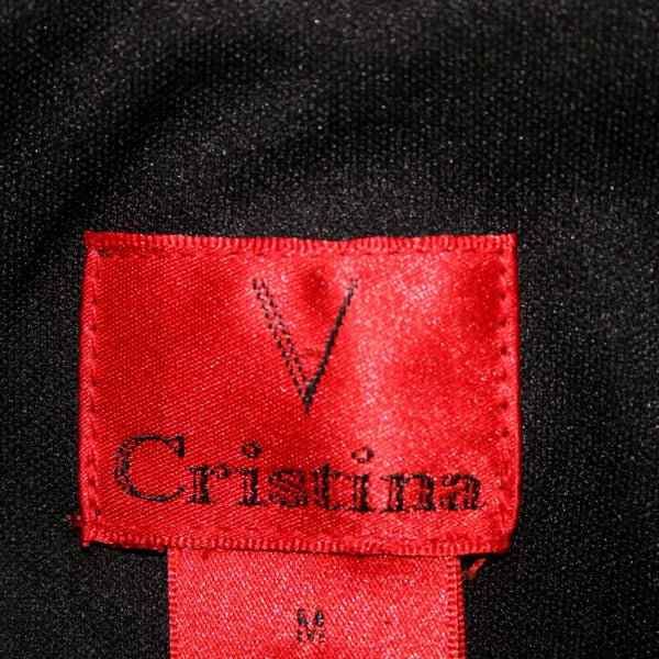V Christina Sz M Black Lined Lace Bottom Cotton Viscose Spandex Fit Flare Dress