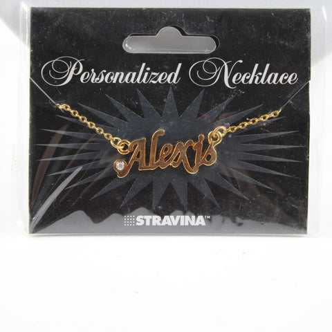 ALEXIS NEW Name Goldtone Rhinestone Accent 14.5" w 4.5" Multi Ring Ext Necklace