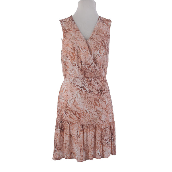 INC Dress NEW $90 Topson Snake Sz S Rust Red Multi Colored Ruffles 100% Rayon