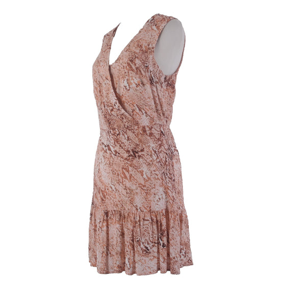 INC Dress NEW $90 Topson Snake Sz S Rust Red Multi Colored Ruffles 100% Rayon
