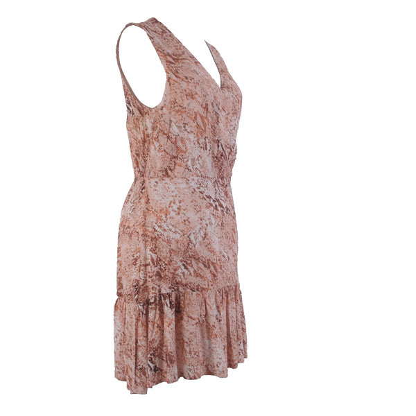 INC Dress NEW $90 Topson Snake Sz S Rust Red Multi Colored Ruffles 100% Rayon