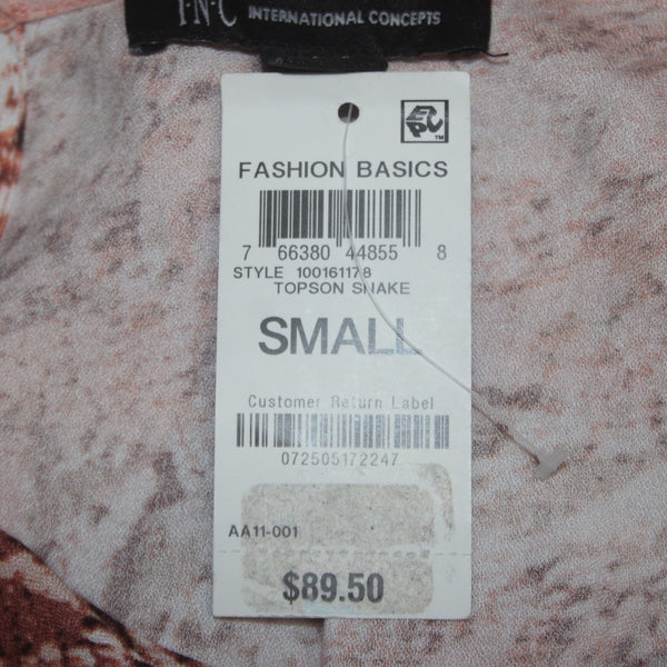 INC Dress NEW $90 Topson Snake Sz S Rust Red Multi Colored Ruffles 100% Rayon