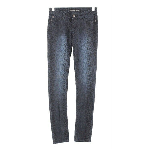 Celebrity Pink Sz 1 x 31 Navy Black Animal Skinny Cotton Poly Spandex Jeans