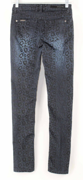 Celebrity Pink Sz 1 x 31 Navy Black Animal Skinny Cotton Poly Spandex Jeans
