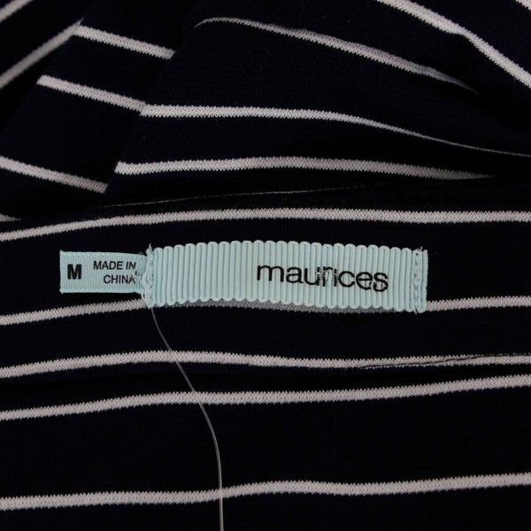 Maurices NEW $39 Sz M Navy Blue White Stripe Gold Zips Poly Blend Dress