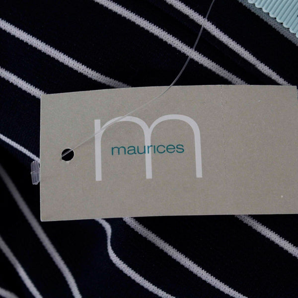Maurices NEW $39 Sz M Navy Blue White Stripe Gold Zips Poly Blend Dress