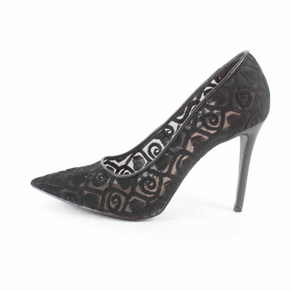 Penny loves Kenny Sz 9.5M Black Embroidered Sheer Mesh Point Toe High Heel Pump