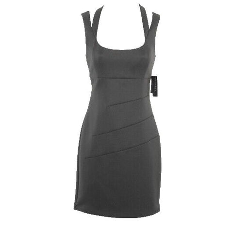 GUESS NEW $98 Sz 0 Black Silver Zip Body Con Halter Polyester Blend Dress