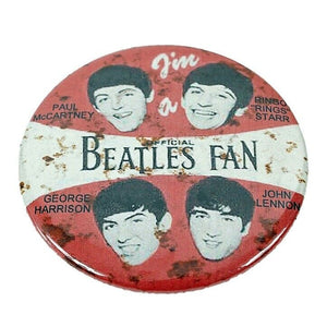 Beatles 2.25" Red White Black Official I'm a Beatles Fan Button