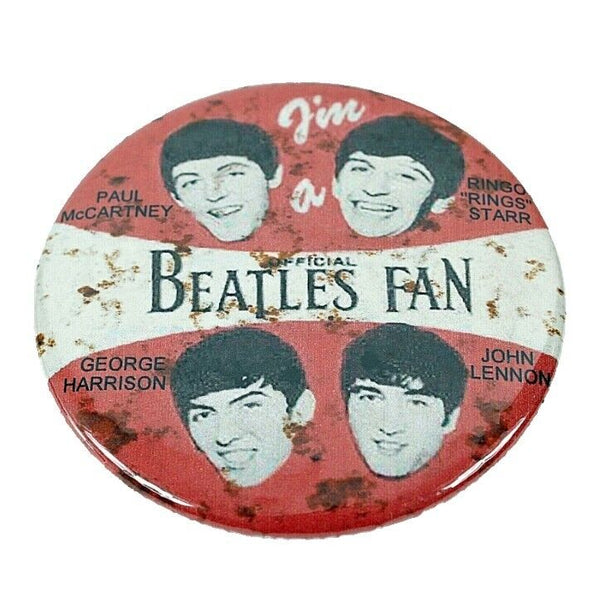 Beatles 2.25" Red White Black Official I'm a Beatles Fan Button