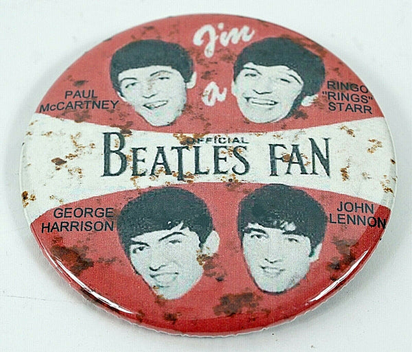 Beatles 2.25" Red White Black Official I'm a Beatles Fan Button