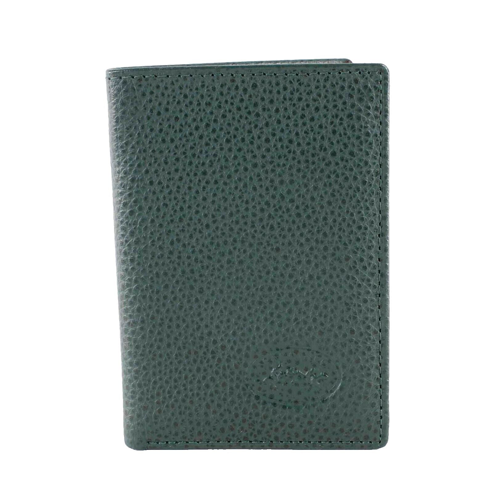 Francinel Green Pebbled Leather Logo Folding 4 x 2.75 Wallet