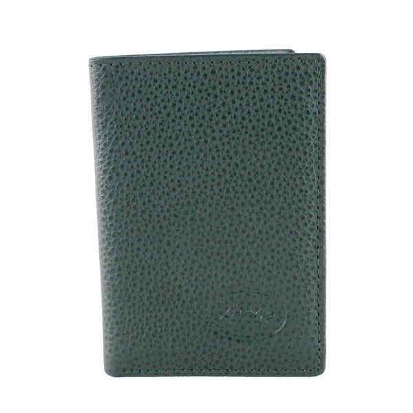 Francinel Green Pebbled Leather Logo Folding 4 x 2.75 Wallet
