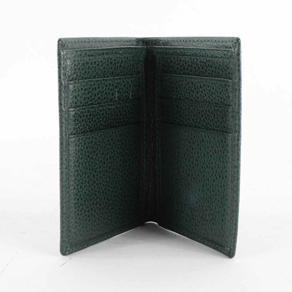 Francinel Green Pebbled Leather Logo Folding 4 x 2.75 Wallet