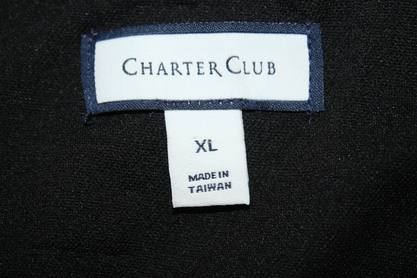 Charter Club Sz XL Taupe Black Multi Sheer Ruffle Sleeve 100% Nylon Top