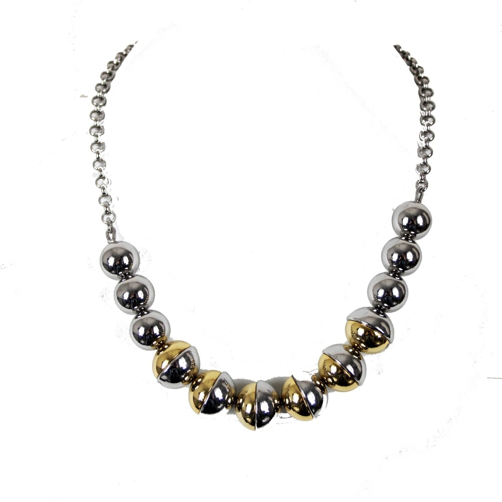 Talbots NEW $50 Silver Gold 18" Ext 3" Round Lobster Clasp Necklace