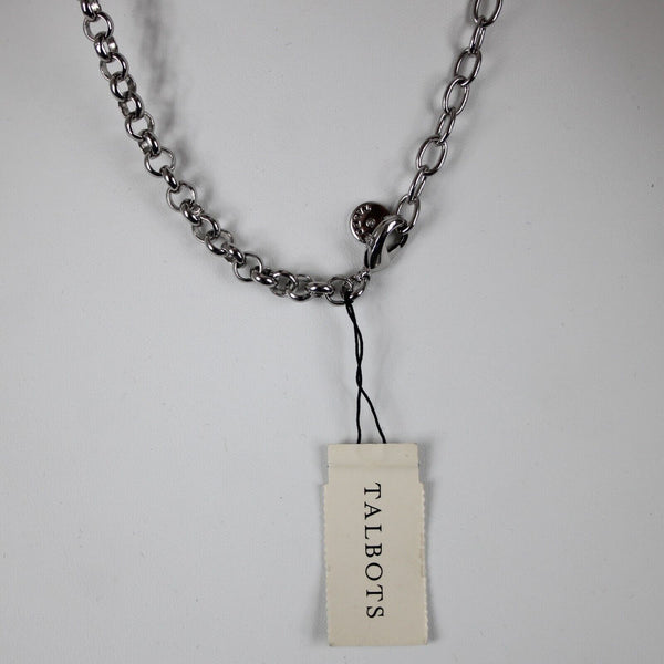 Talbots NEW $50 Silver Gold 18" Ext 3" Round Lobster Clasp Necklace