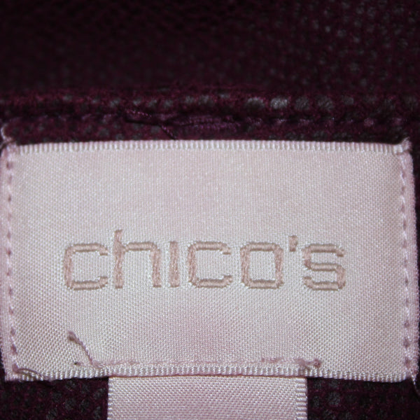 Chicos Pant Sz 1 x 30 Burgundy Red Textured Ankle Peachskin Pant