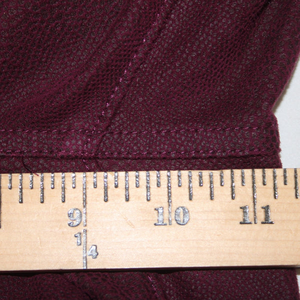 Chicos Pant Sz 1 x 30 Burgundy Red Textured Ankle Peachskin Pant