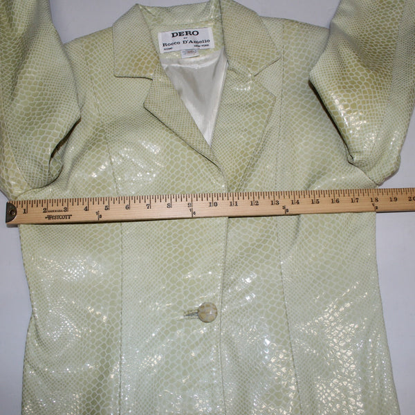 Rocco Damelio Dero Skirt Suit Sz 4 Light Green Croco Patterned Leather Lined
