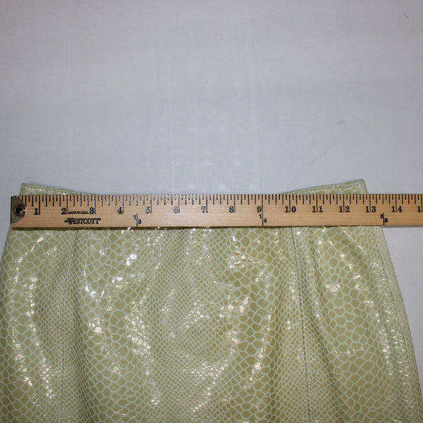 Rocco Damelio Dero Skirt Suit Sz 4 Light Green Croco Patterned Leather Lined