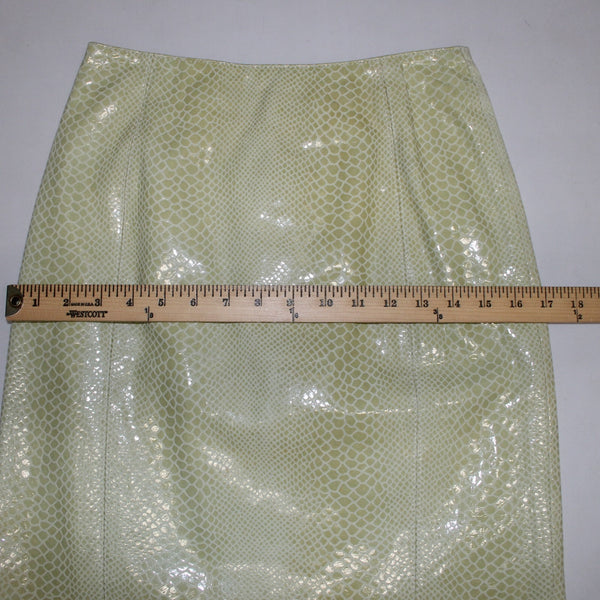 Rocco Damelio Dero Skirt Suit Sz 4 Light Green Croco Patterned Leather Lined