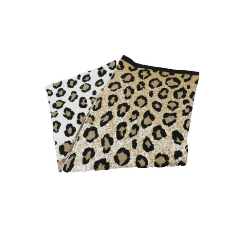 Ann Taylor NEW 86 X 16 White Gold Black Tan Animal Acrylic Blend Knit Scarf