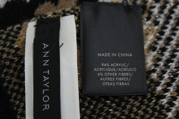 Ann Taylor NEW 86 X 16 White Gold Black Tan Animal Acrylic Blend Knit Scarf