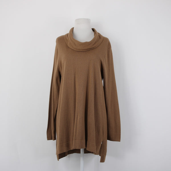 J Jill Sweater NEW $79 Vicuna Sz M Brown Turtleneck Tunic Cotton Viscose Sweater