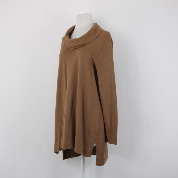 J Jill Sweater NEW $79 Vicuna Sz M Brown Turtleneck Tunic Cotton Viscose Sweater