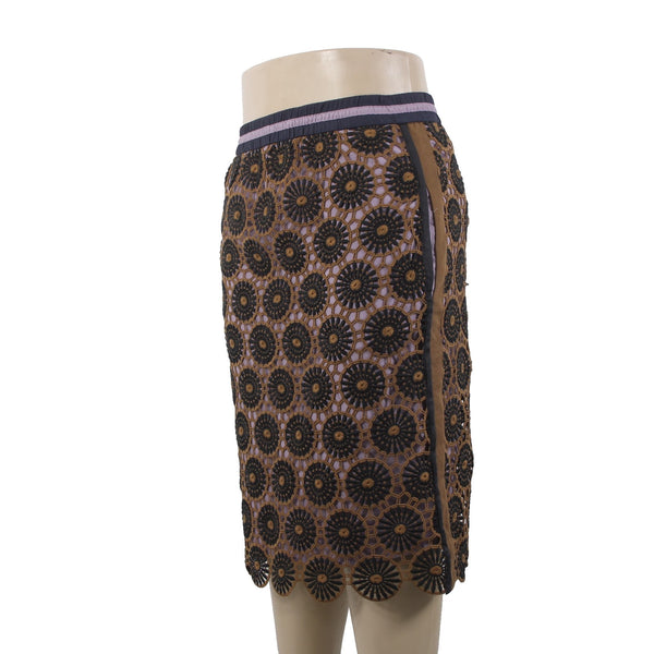 Current Air Loire Skirt Sz XL Purple Navy Black Brown Embroidery 100% Poly Skirt
