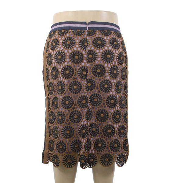 Current Air Loire Skirt Sz XL Purple Navy Black Brown Embroidery 100% Poly Skirt