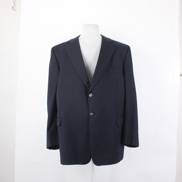 Jack Victor Sz 52PL Blazer Jacket Powellwood Navy Blue Two Button 100% Wool