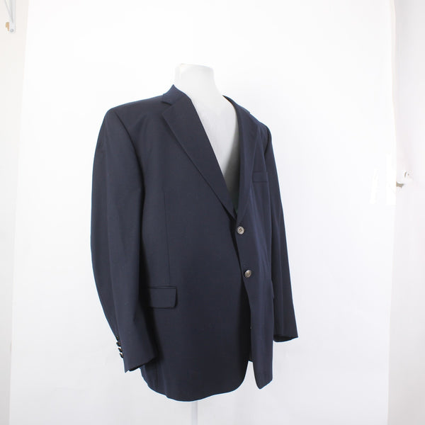 Jack Victor Sz 52PL Blazer Jacket Powellwood Navy Blue Two Button 100% Wool
