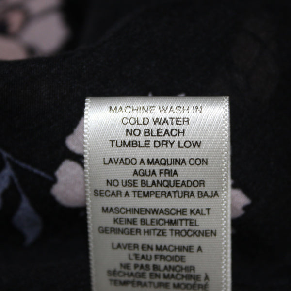 Cloth And Stone Top Sz L Black Blue Multi Color Collared Buttons Sheer Rayon Top