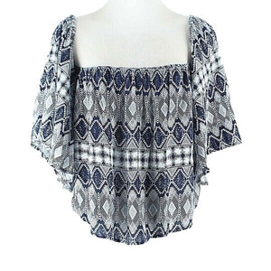 Wet Seal NEW $20 XL Navy White Off The Shoulder Rayon Trapeze Top