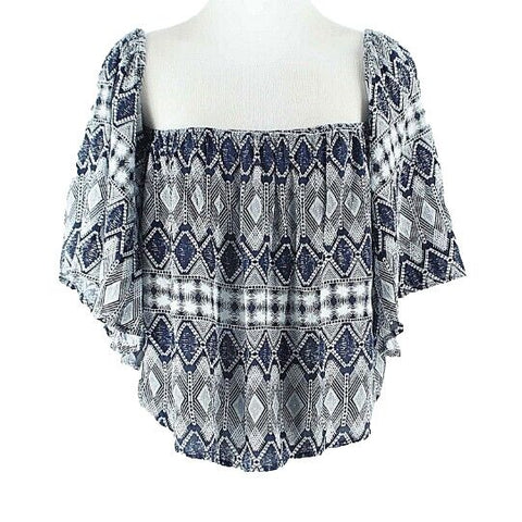 Wet Seal NEW $20 XL Navy White Off The Shoulder Rayon Trapeze Top